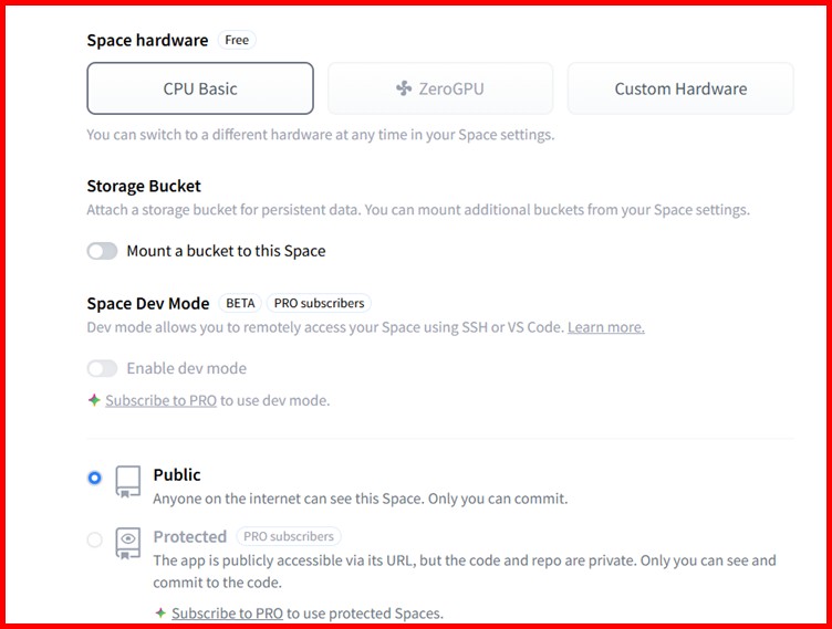 Picture showing selecting the space hardware and accessibility